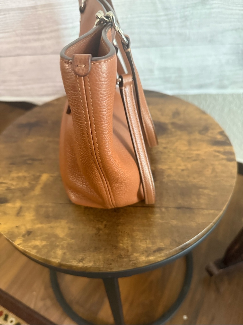 Coach Pebbled Leather Tote in Cognac Brown - Picture 5 of 7